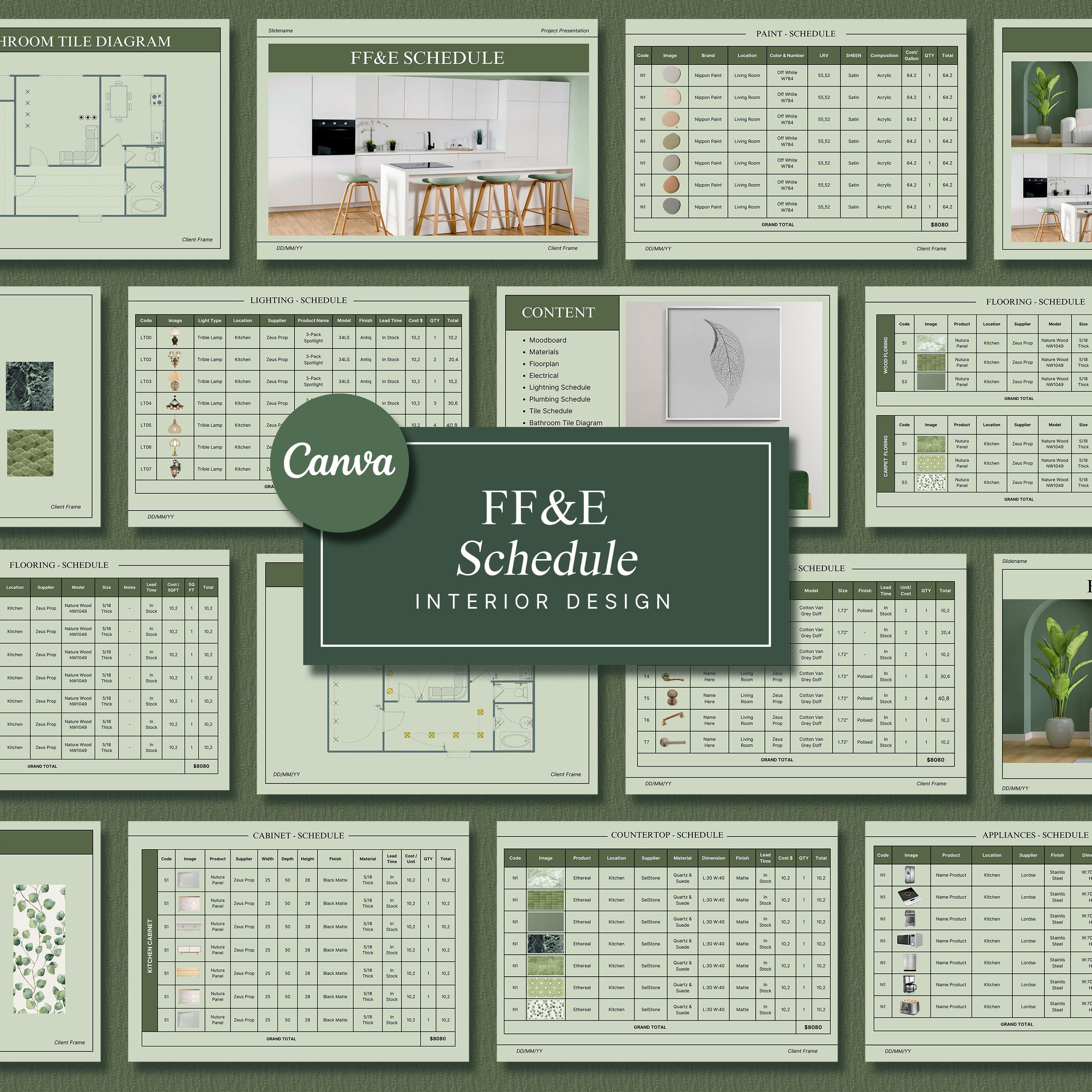 Interior Design FF&E Schedule Sage Template – Furniture, Fixtures, and ...