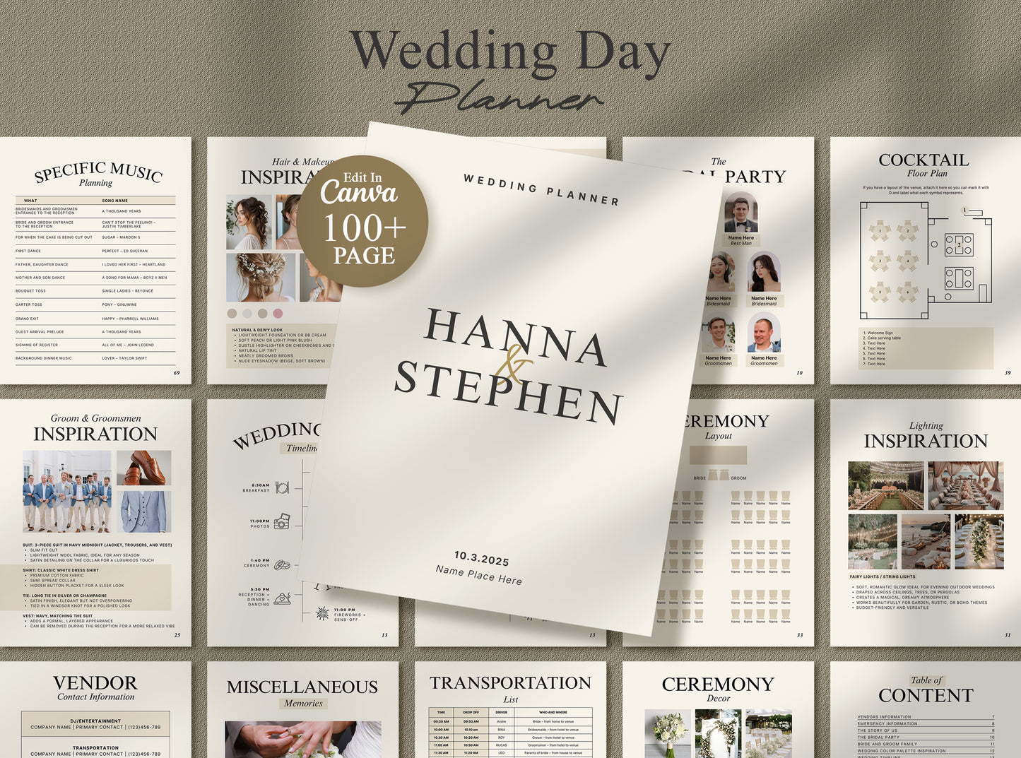 Wedding Planner Template | Printable & Digital Checklist, Timeline, Itinerary & Organizer