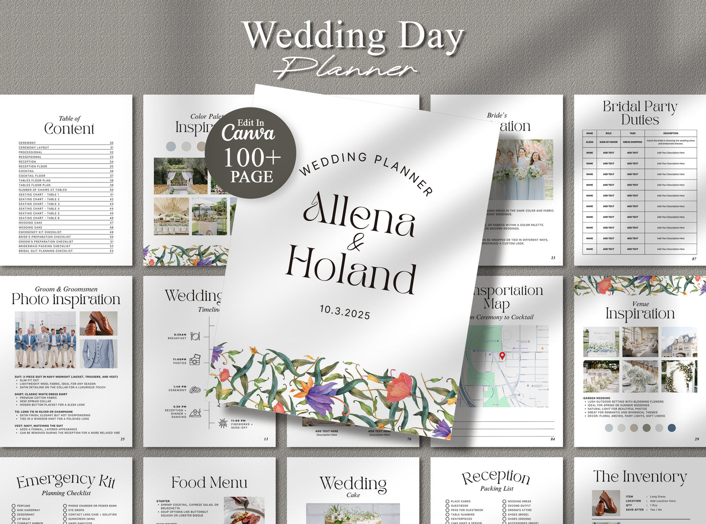 Wedding Planner Template Bundle - Canva Itinerary, Checklist, Binder & Planning Book