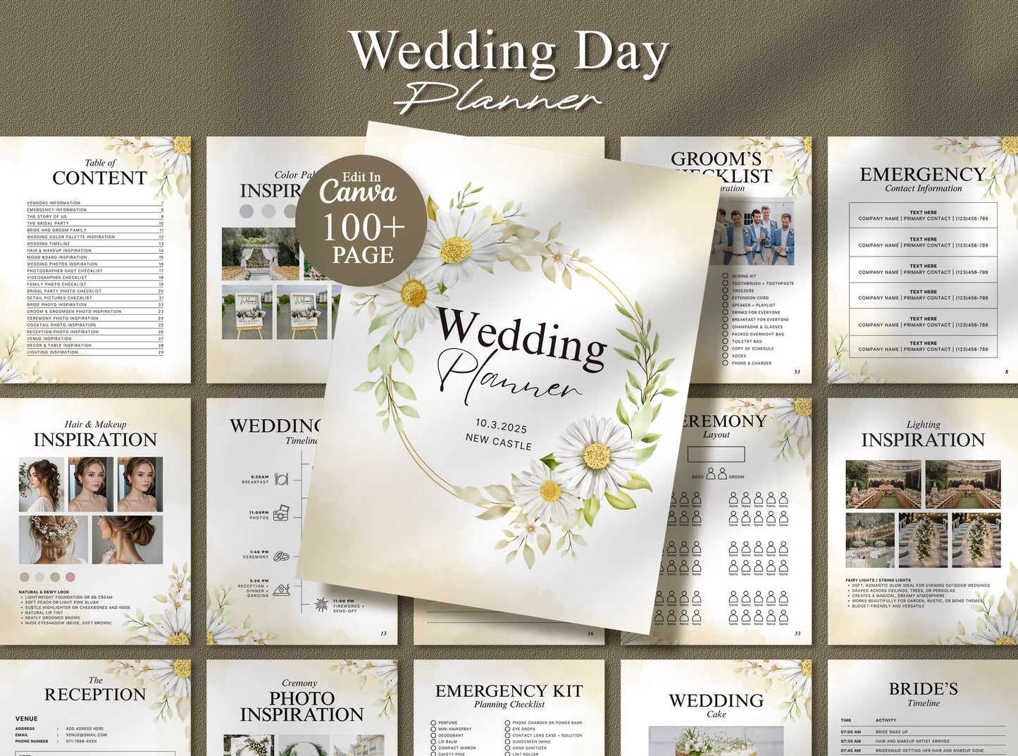 Floral Wedding Planner | Printable Bridal Checklist, Itinerary, Binder & Editable Digital Planner