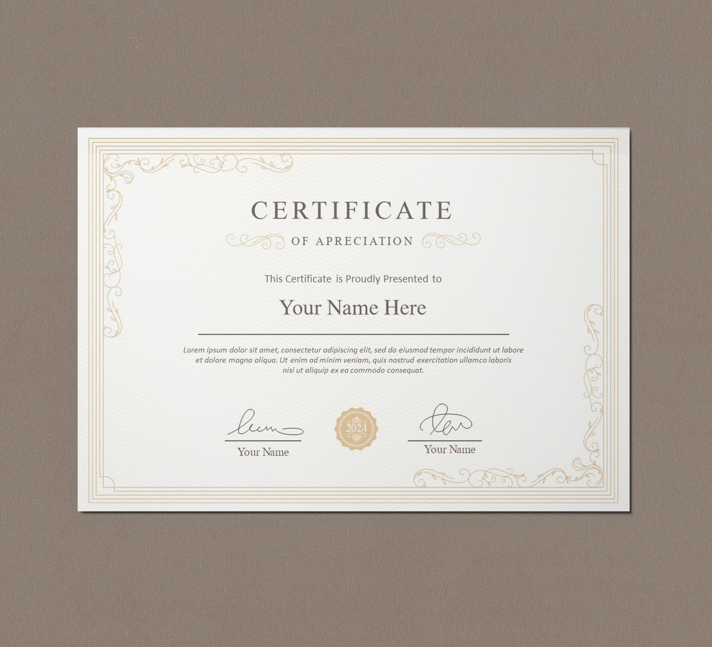 Clean Certificate of Appreciation & Award Template – Editable Completion Certificate