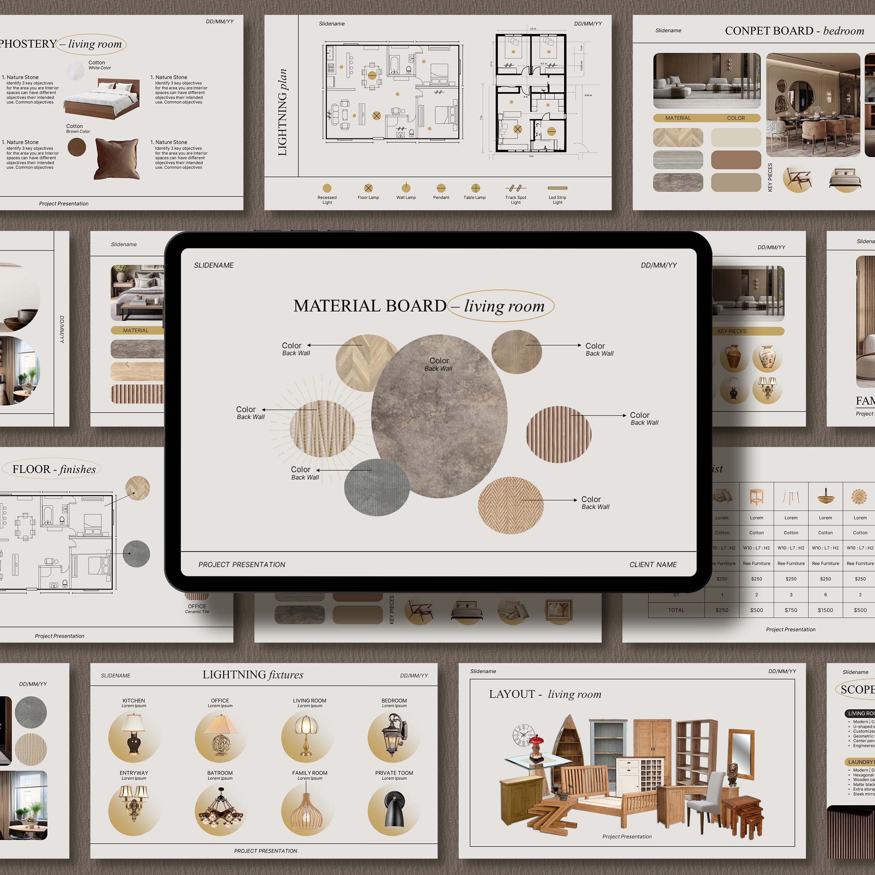 Editable Interior Design Presentation Template for Canva & PowerPoint ...