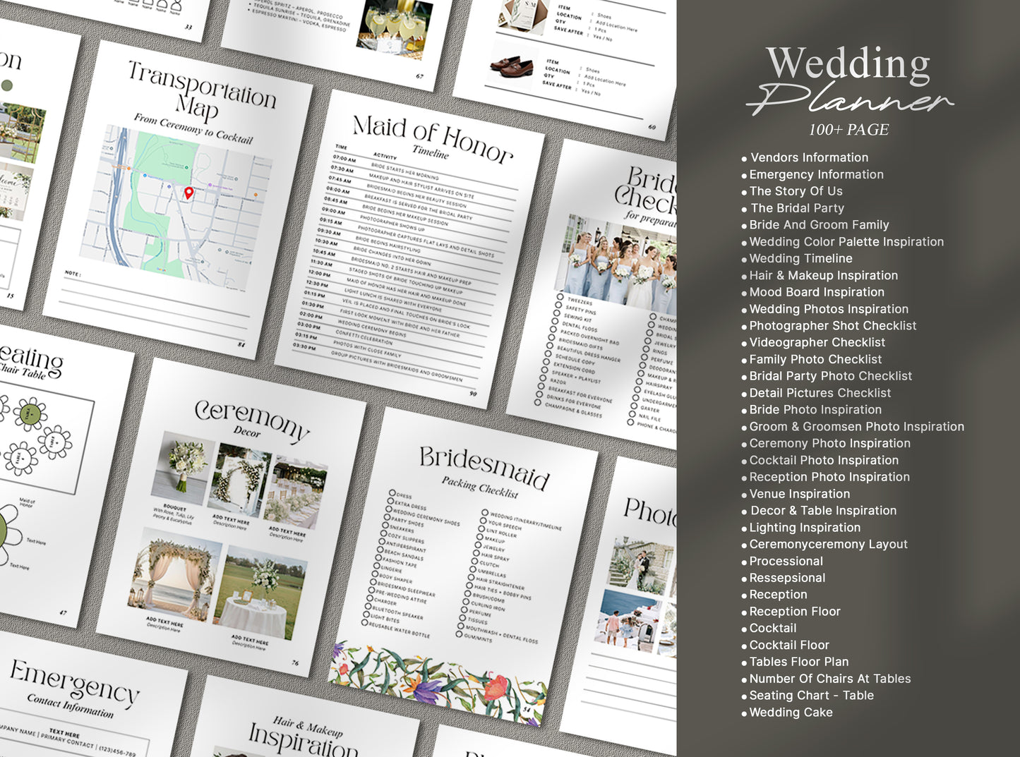Wedding Planner Template Bundle - Canva Itinerary, Checklist, Binder & Planning Book