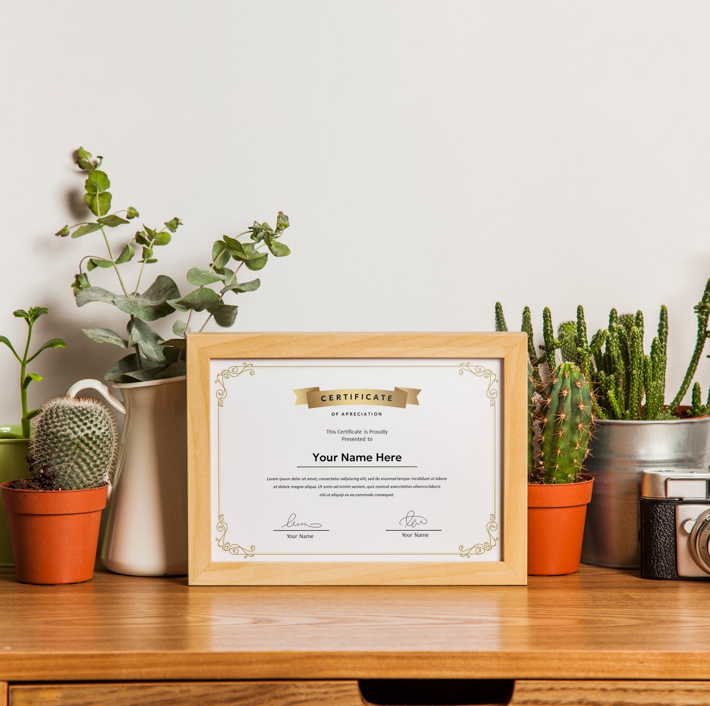 Gold Certificate of Appreciation & Award Template – Editable Completion Certificate