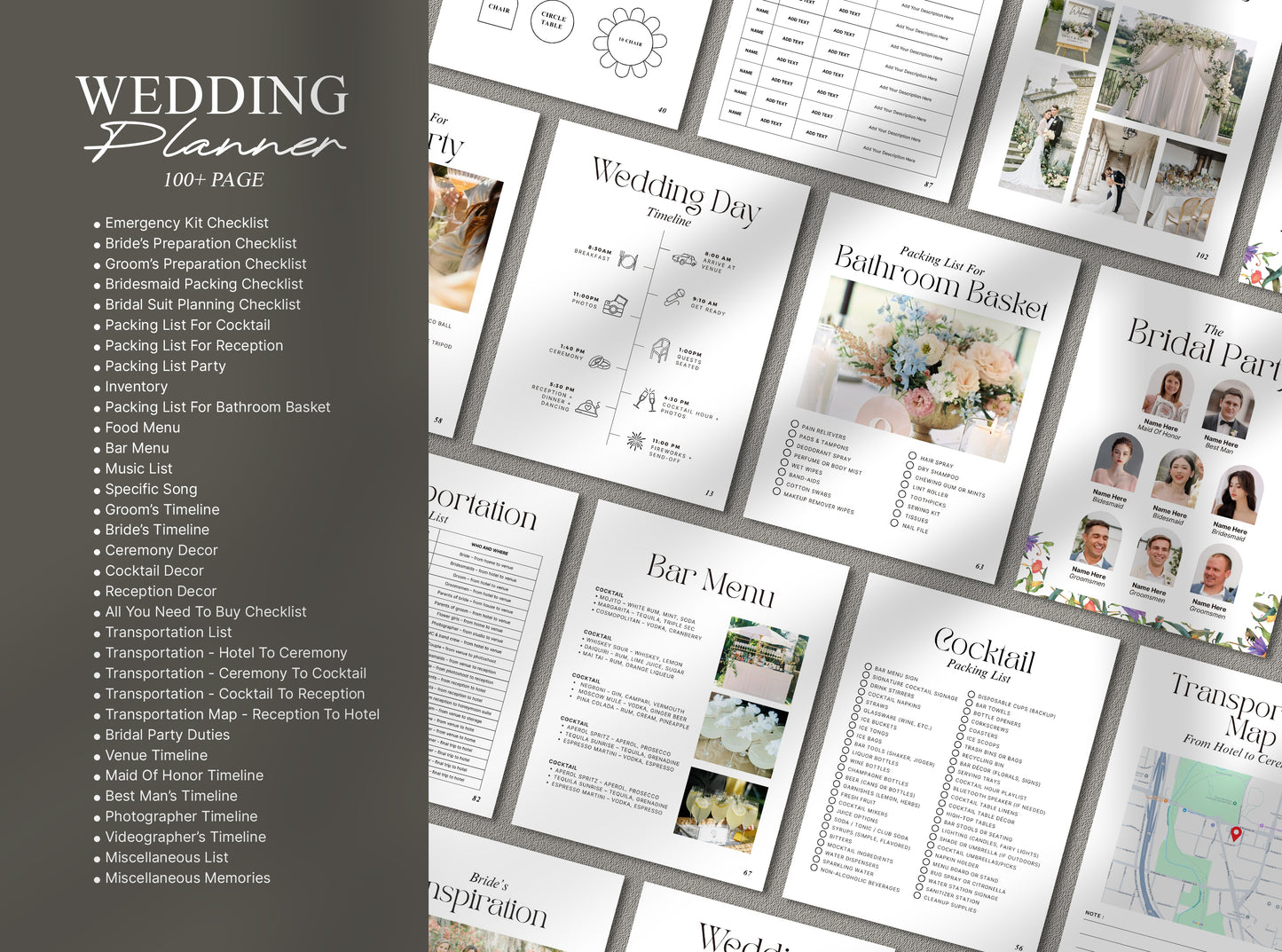 Wedding Planner Template Bundle - Canva Itinerary, Checklist, Binder & Planning Book