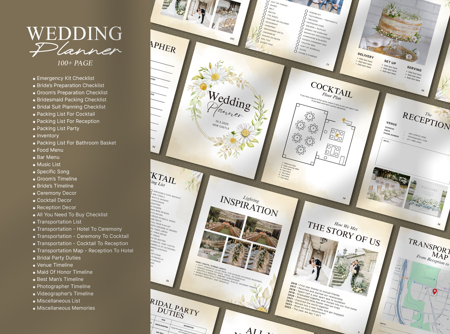 Floral Wedding Planner | Printable Bridal Checklist, Itinerary, Binder & Editable Digital Planner