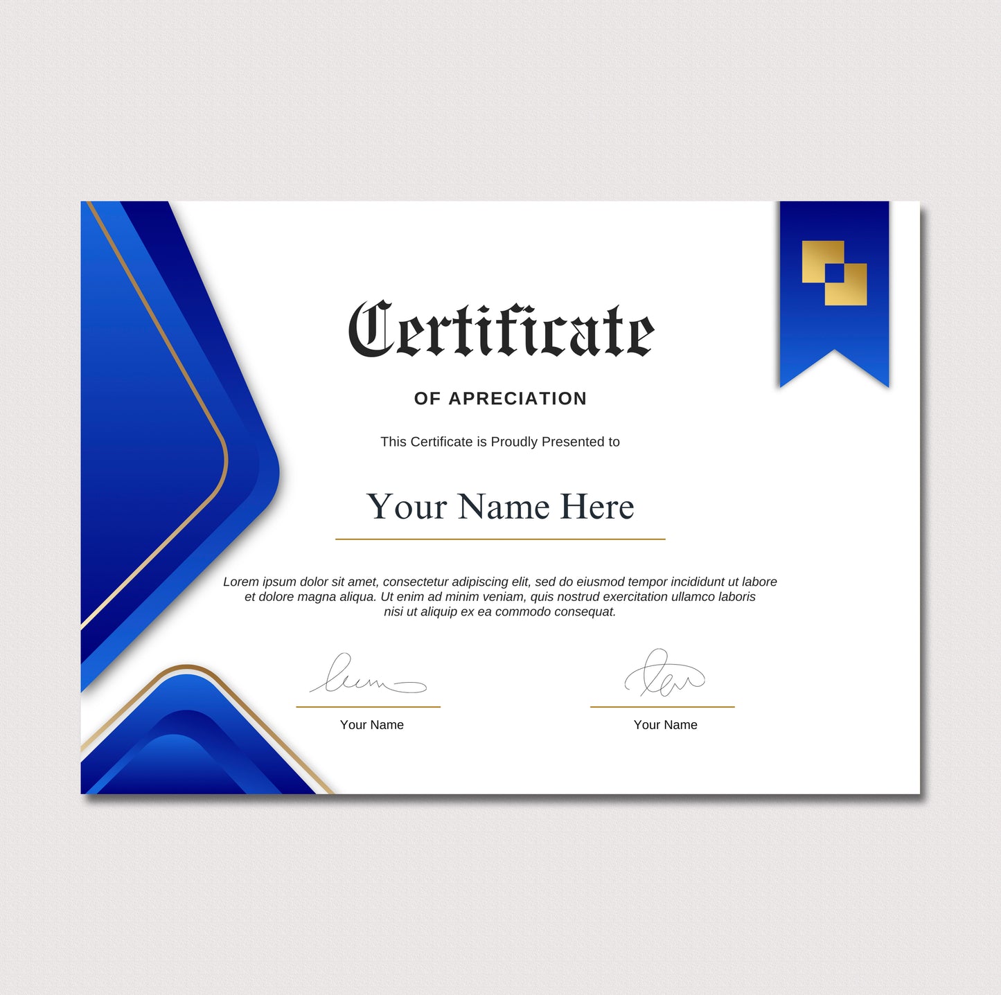 Editable Modern Certificate Template - Canva Design for Achievement, Award, Completion & Training