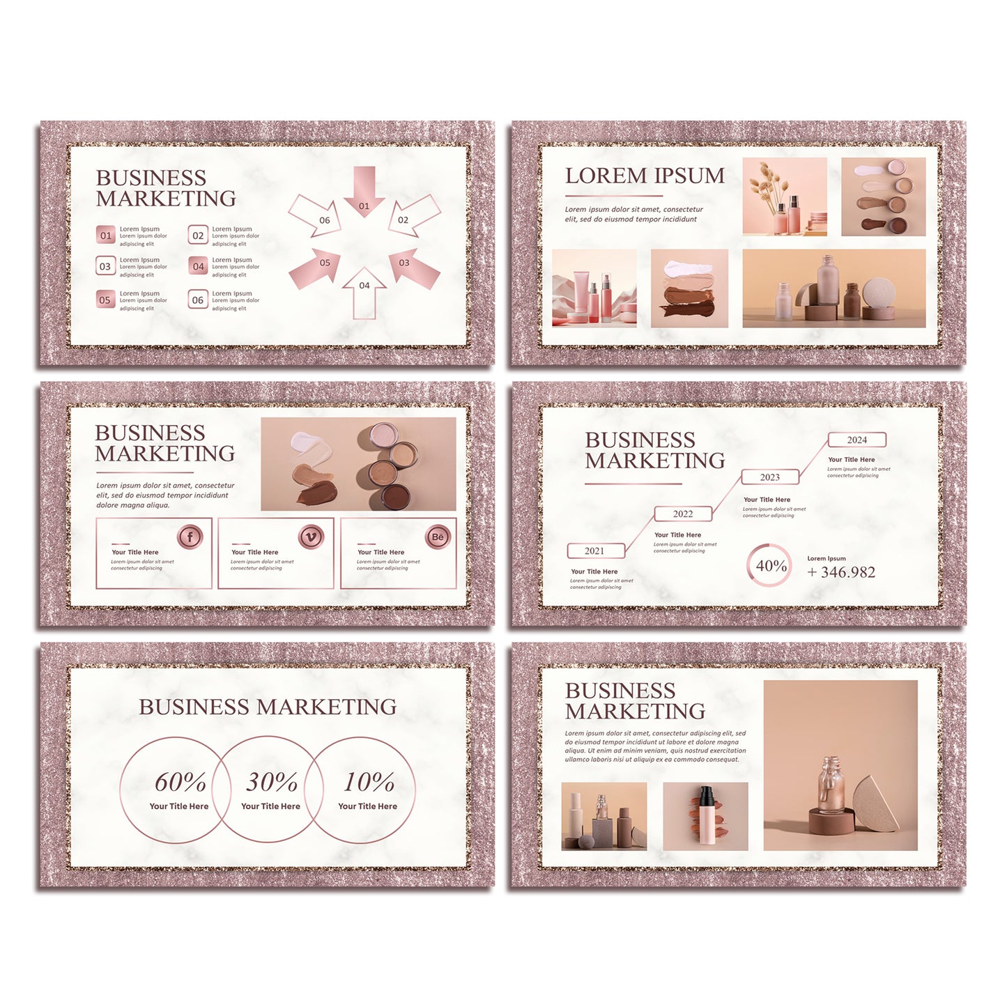 Beauty PowerPoint Template - Elegant Rose Gold Skincare & Makeup Presentation