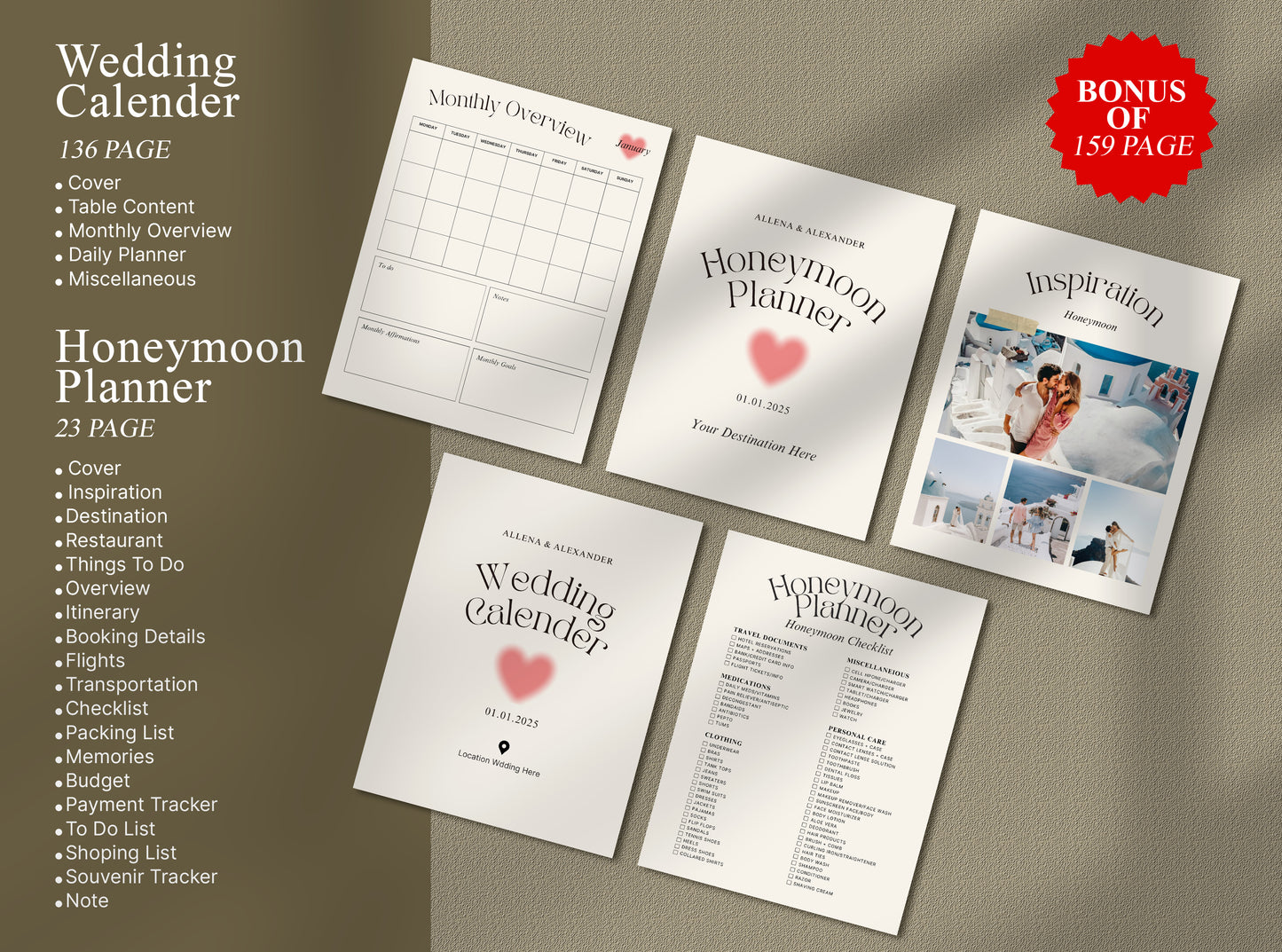 Minimalist Wedding Planner Template - Canva Itinerary, Checklist, Binder & Planning Book
