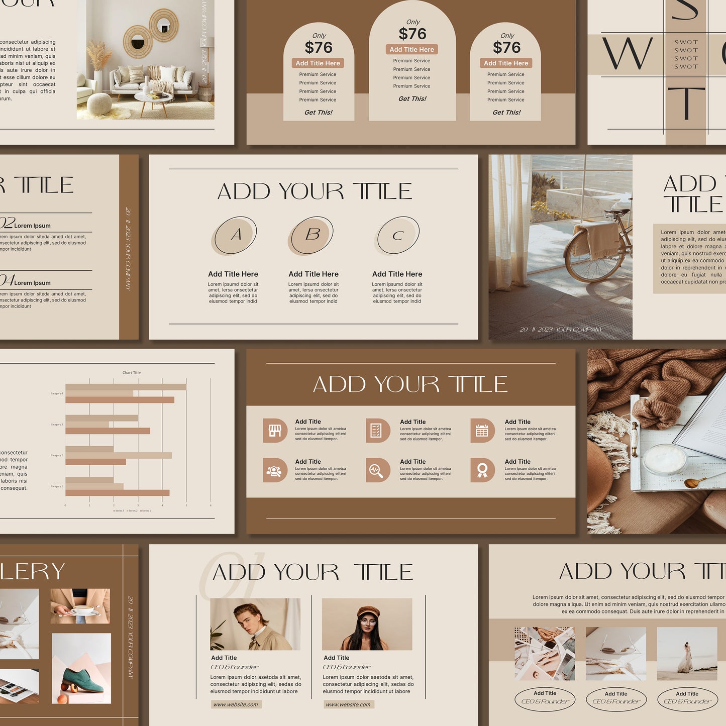 Brown Minimal PowerPoint Template - Clean Modern Business Slide