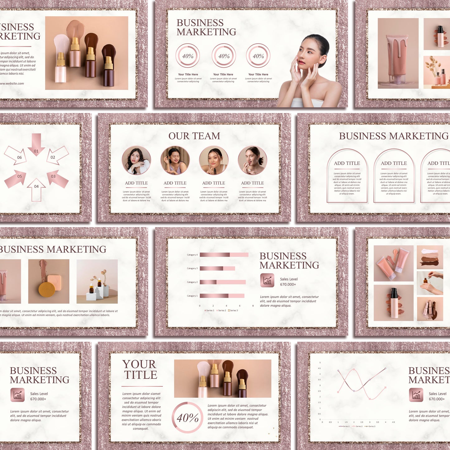 Beauty PowerPoint Template - Elegant Rose Gold Skincare & Makeup Presentation