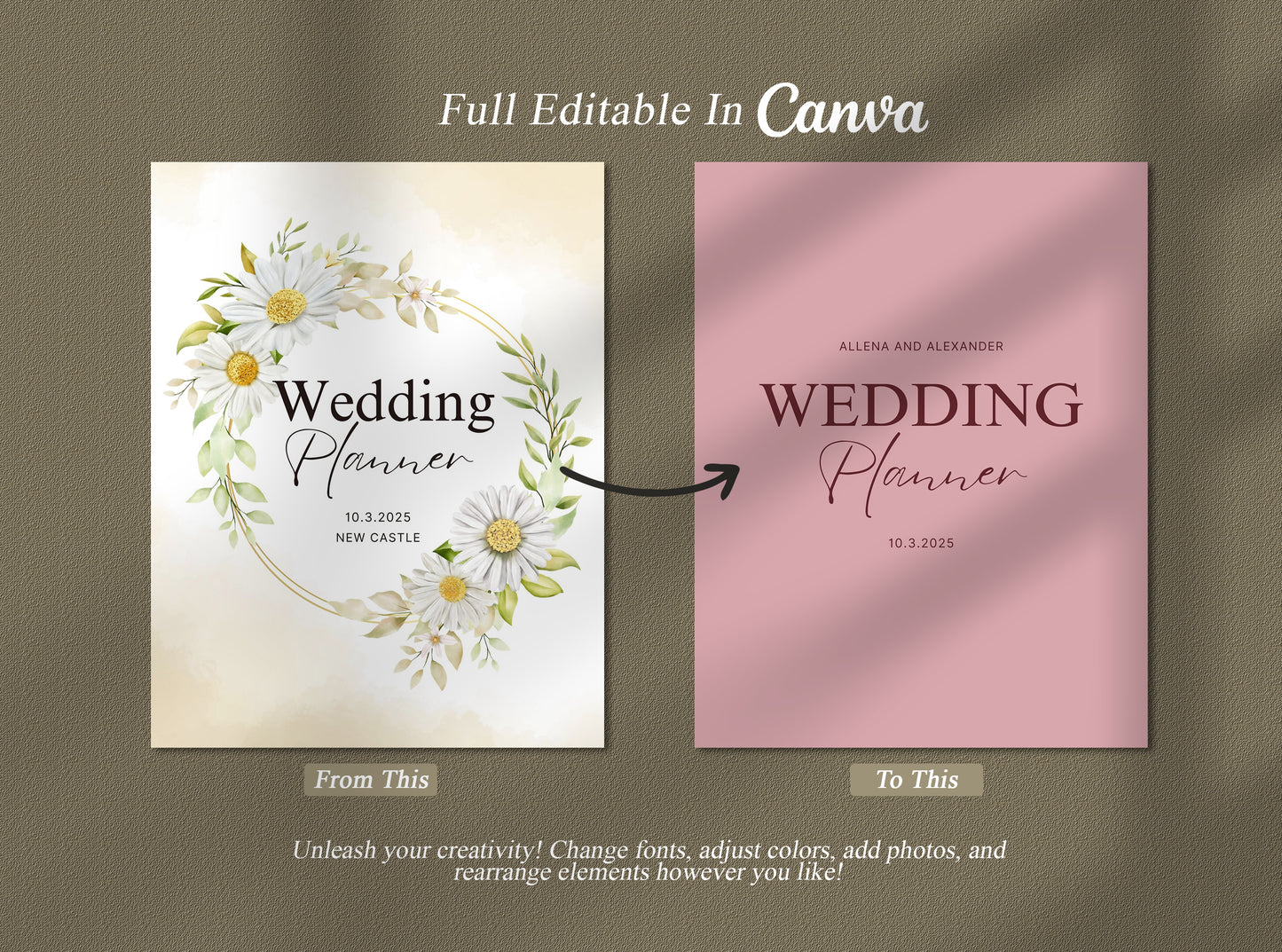 Floral Wedding Planner | Printable Bridal Checklist, Itinerary, Binder & Editable Digital Planner