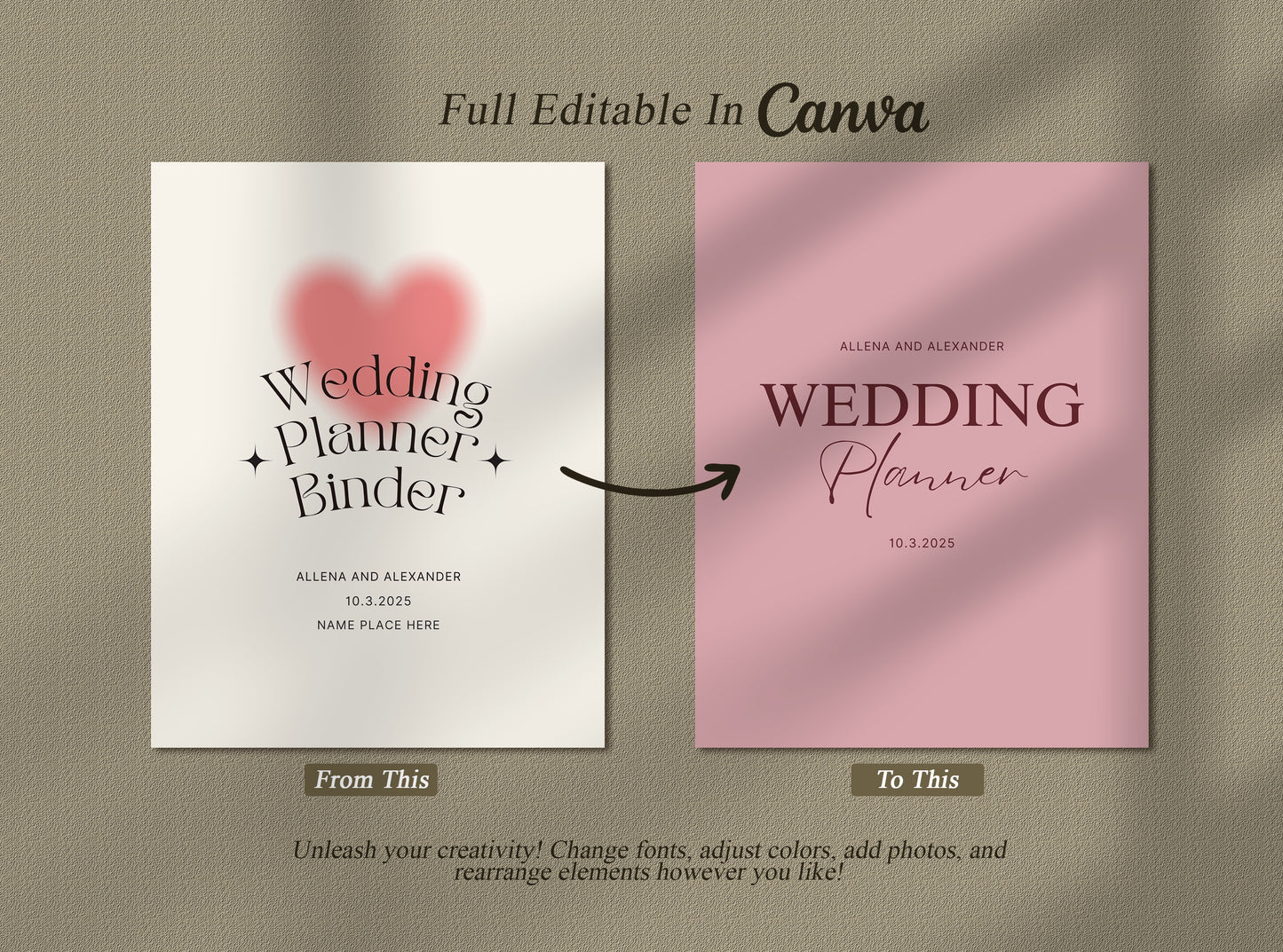 Minimalist Wedding Planner Template - Canva Itinerary, Checklist, Binder & Planning Book