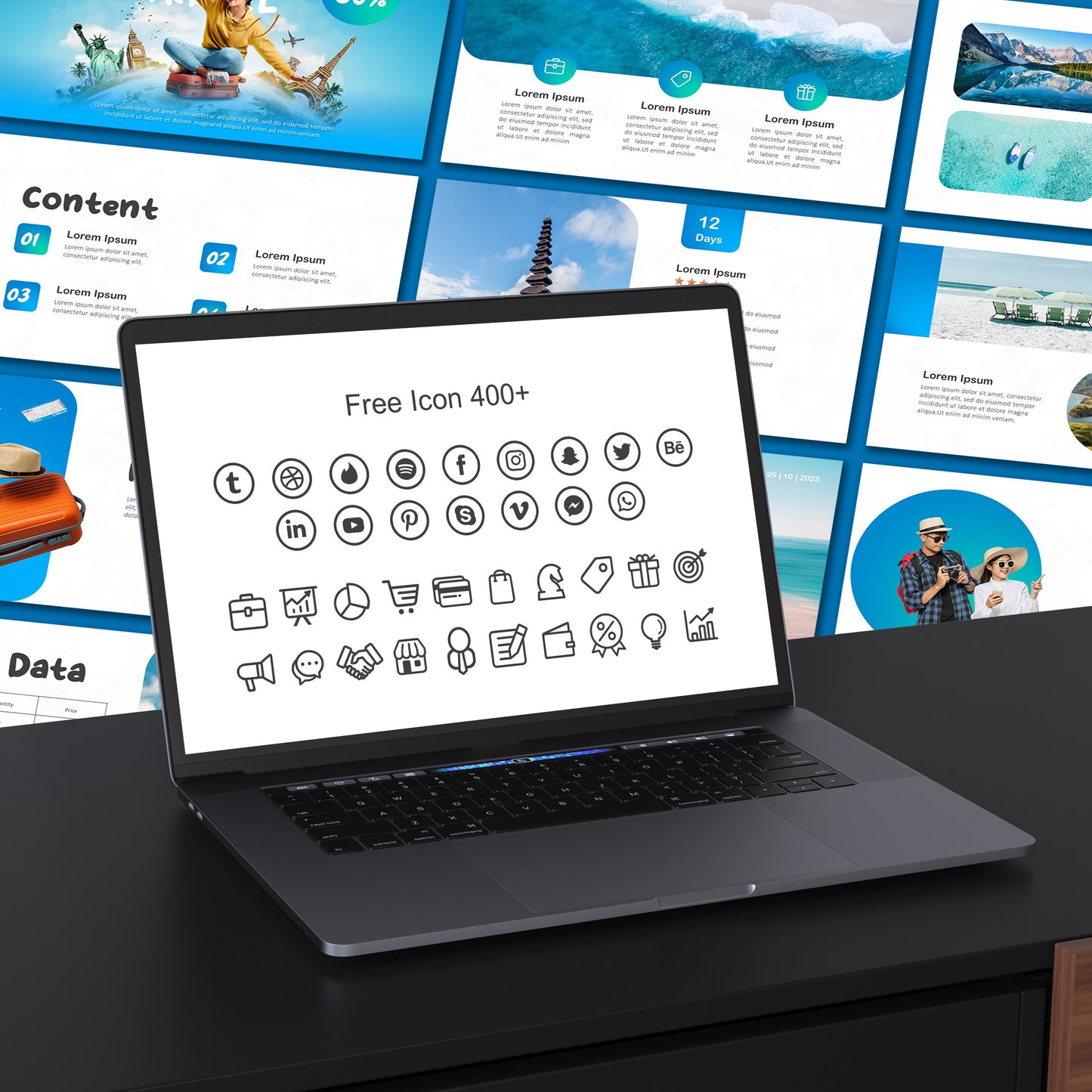 Professional Business PowerPoint Template - Travel & Tours Magazine Style