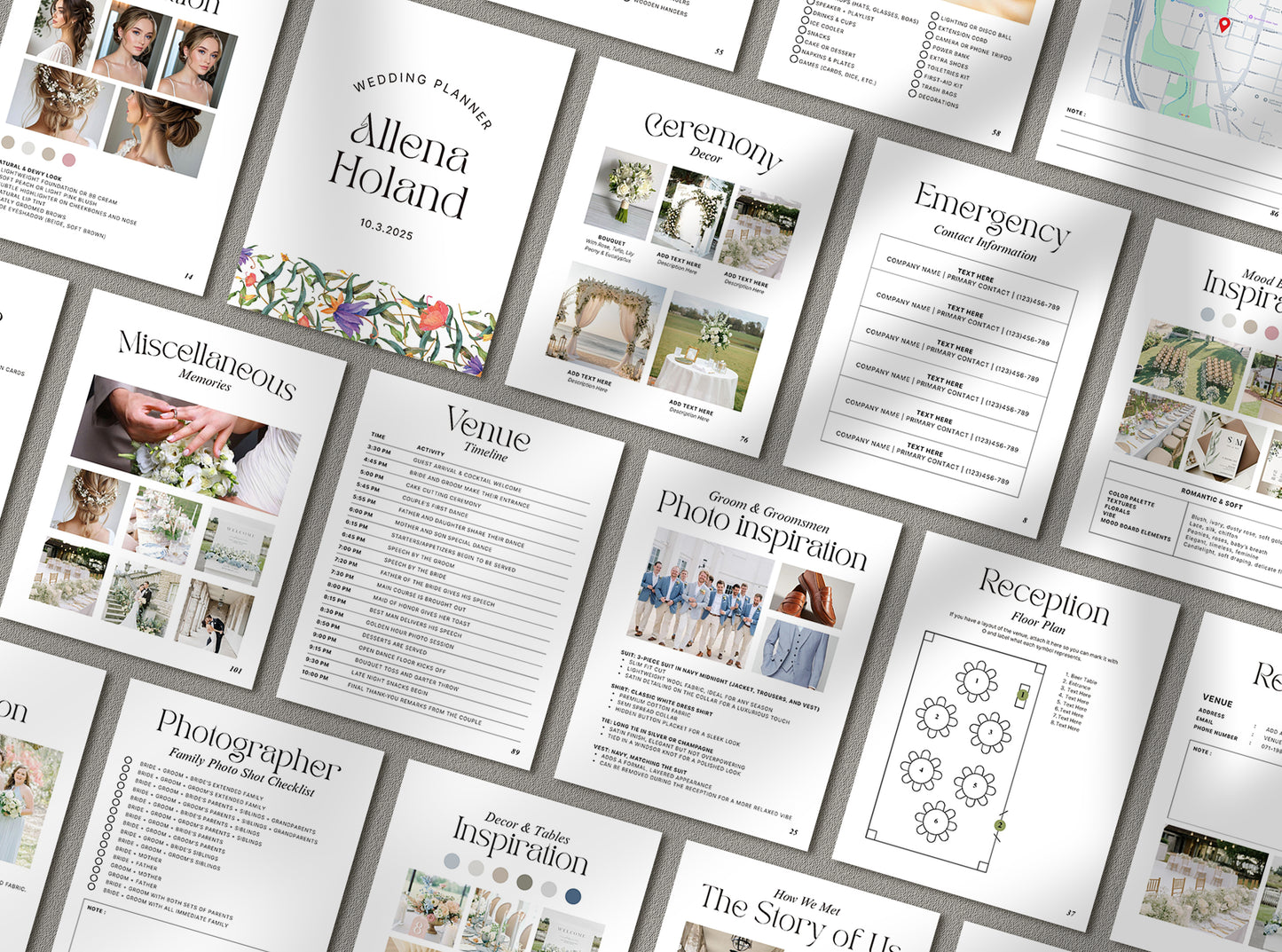 Wedding Planner Template Bundle - Canva Itinerary, Checklist, Binder & Planning Book