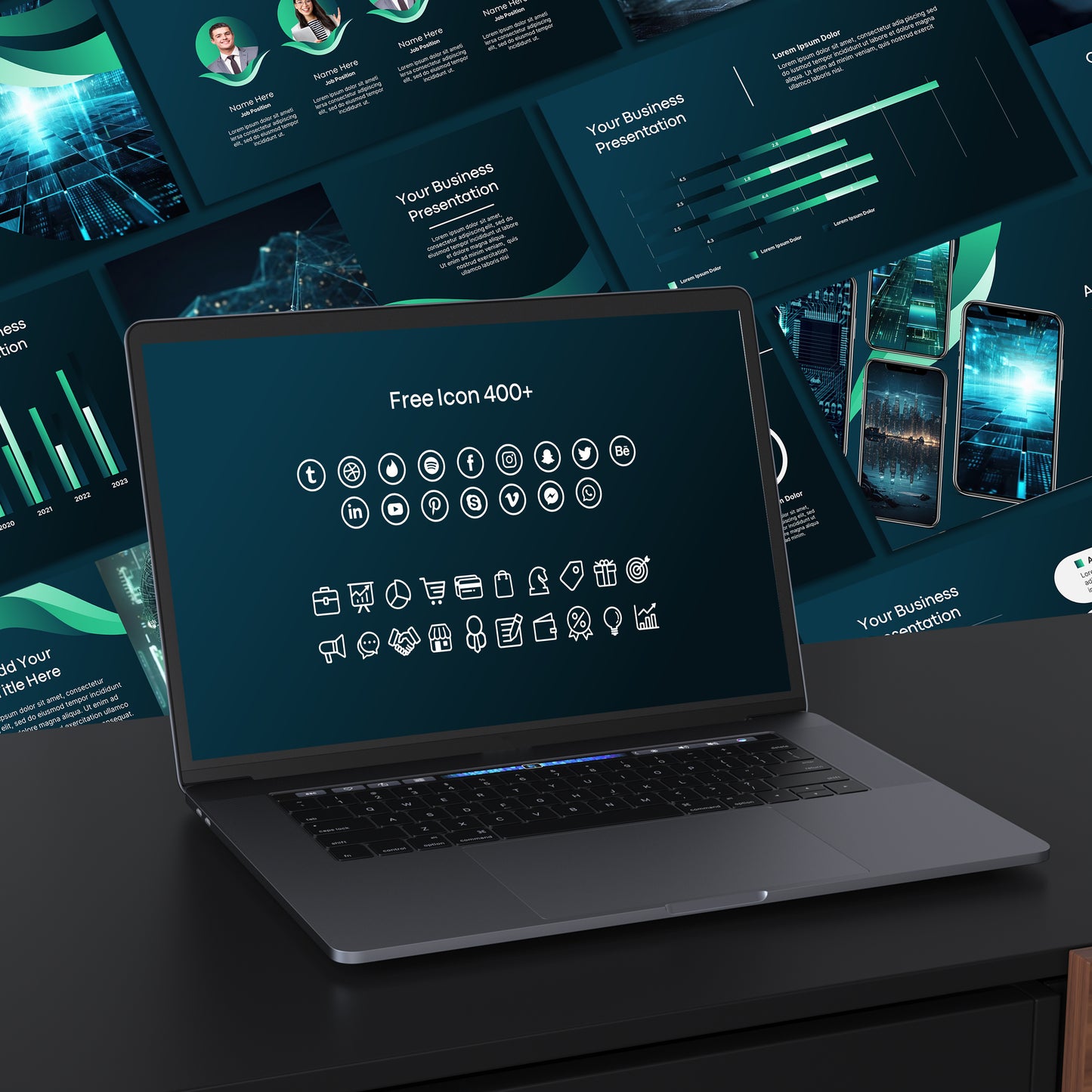 Futuristic Green PowerPoint Template - Modern Technology & Business Slide