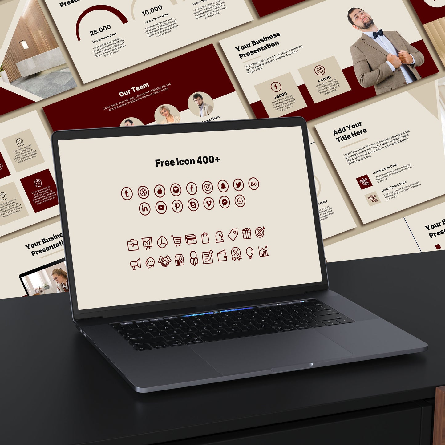Minimal Maroon PowerPoint Template - Clean & Professional Business Presentation