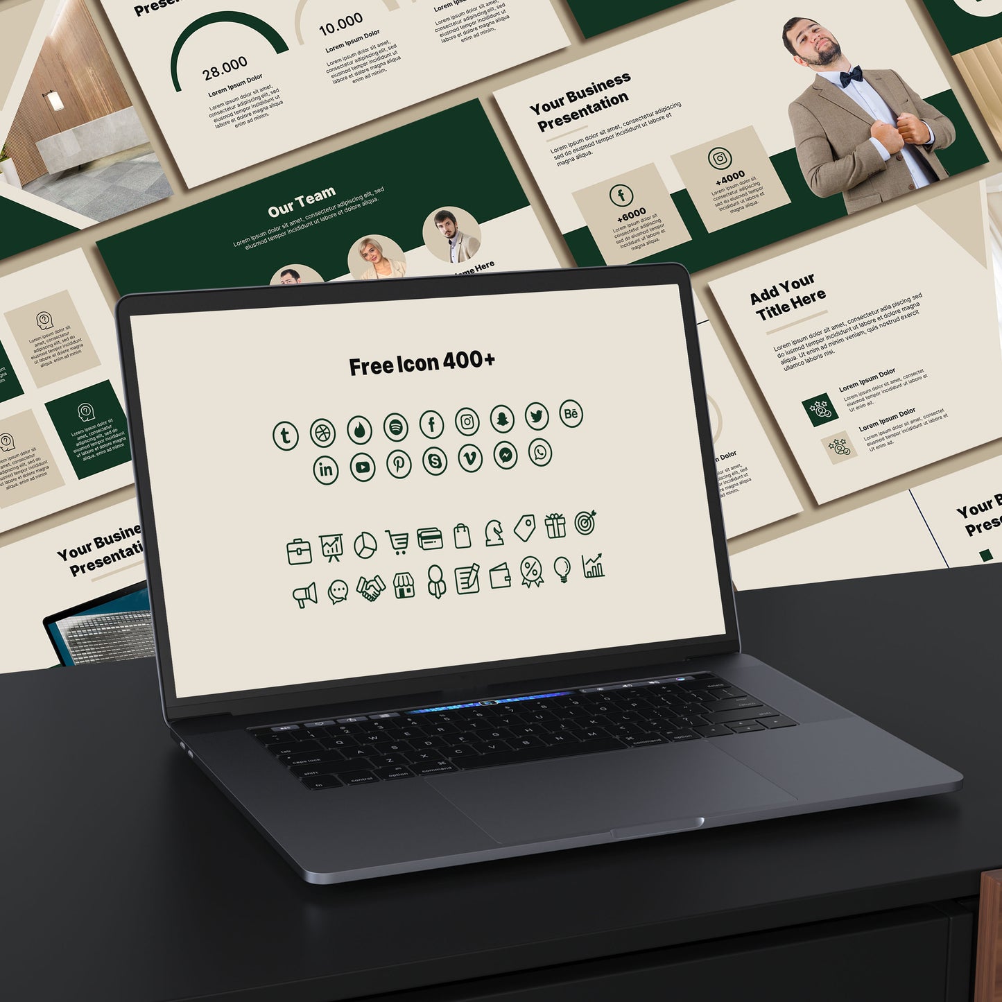 Minimal Dark Green PowerPoint Template - Modern & Professional Business Presentation