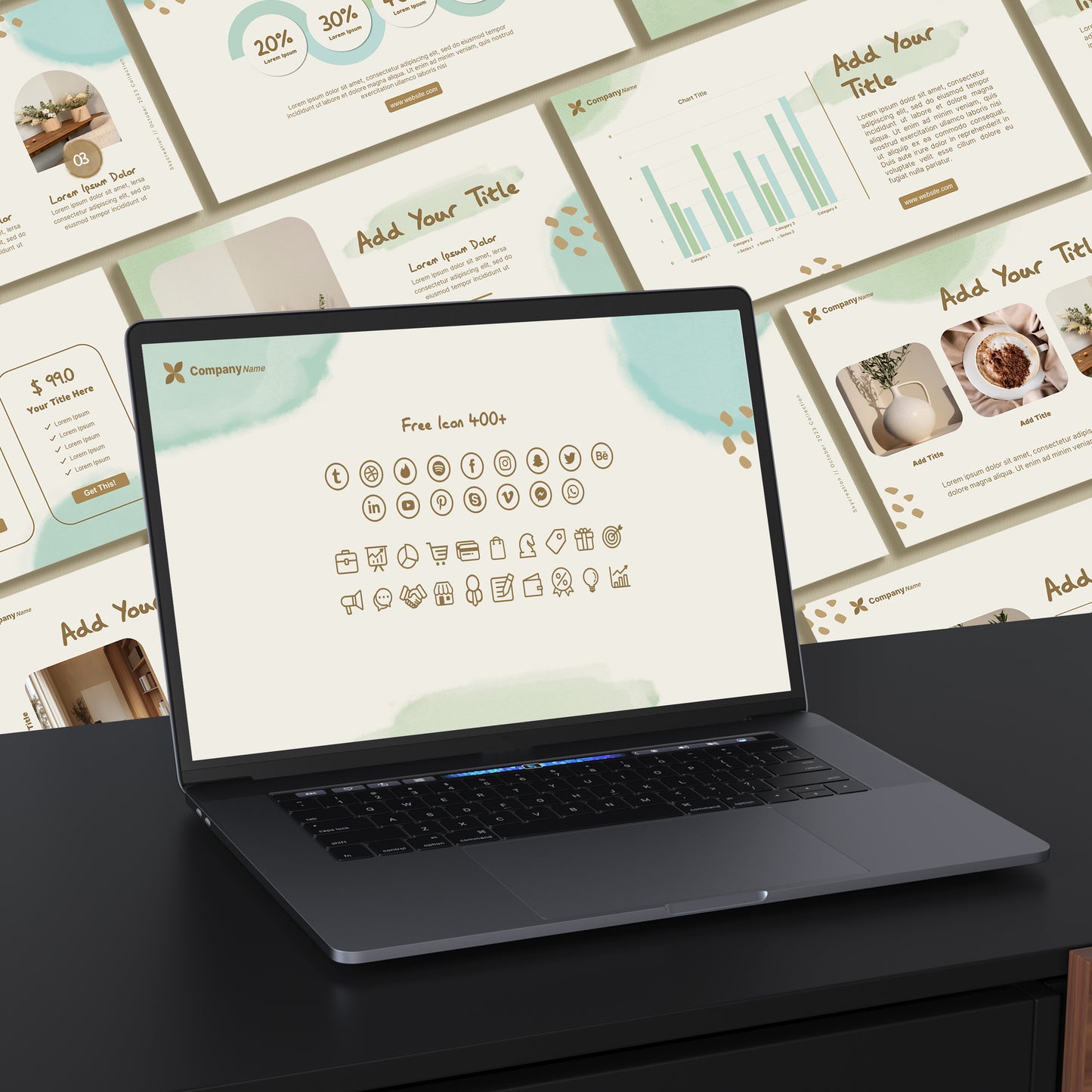Minimalist Watercolor PowerPoint Template - Soft & Cute Pastel Slides for Business & School