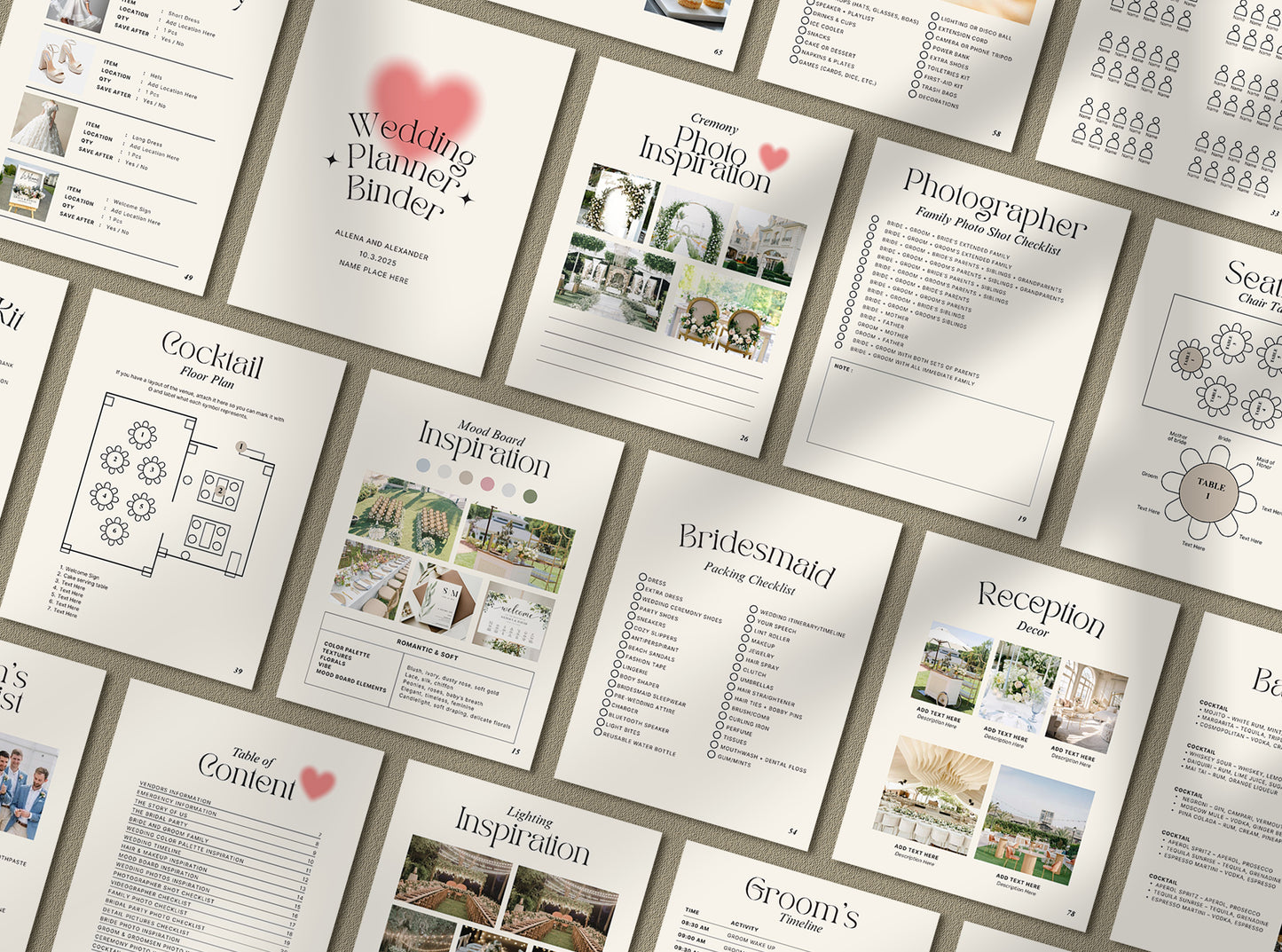 Minimalist Wedding Planner Template - Canva Itinerary, Checklist, Binder & Planning Book