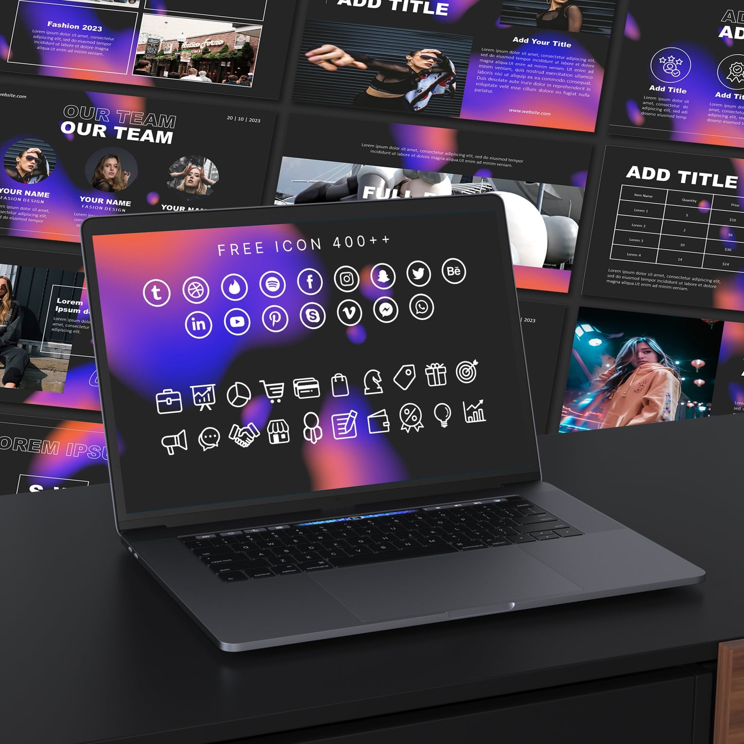 Gradient PowerPoint Template - Minimalist Fashion & Marketing PPT Slides