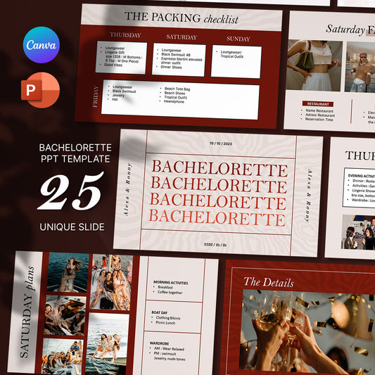 Bachelor & Bachelorette PowerPoint Template - Bridal Party & Itinerary Guide