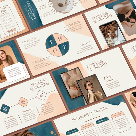 Watercolor PowerPoint Template - Green & Cream Minimalist Aesthetic Pitch Deck
