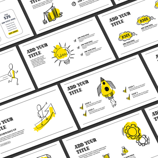 Hand-Drawn Modern PowerPoint Template - Sketch Pencil Minimalist Business Slides