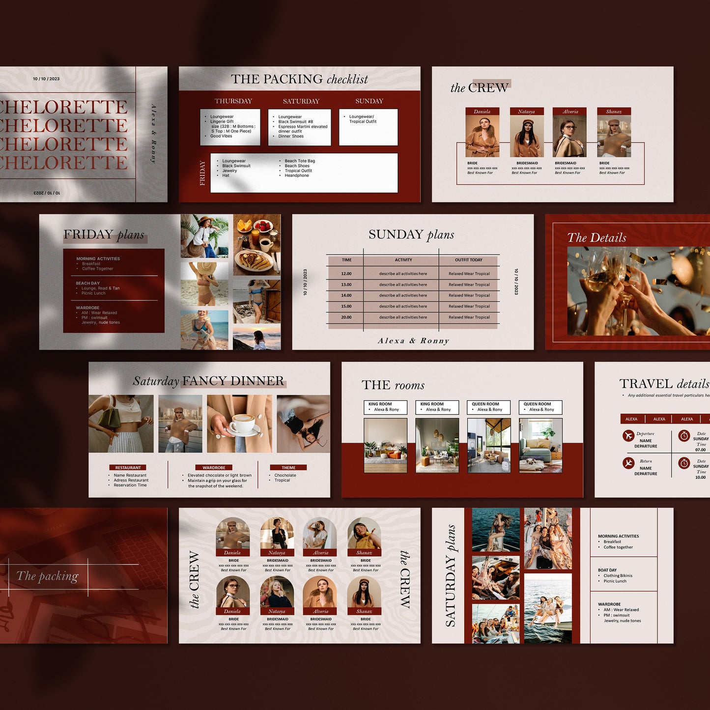 Bachelor & Bachelorette PowerPoint Template - Bridal Party & Itinerary Guide