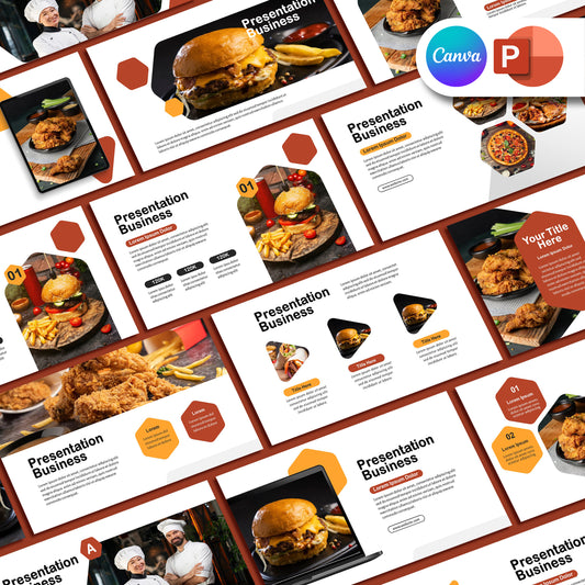 Food PowerPoint Template - Red & Yellow Minimalist Business Presentation