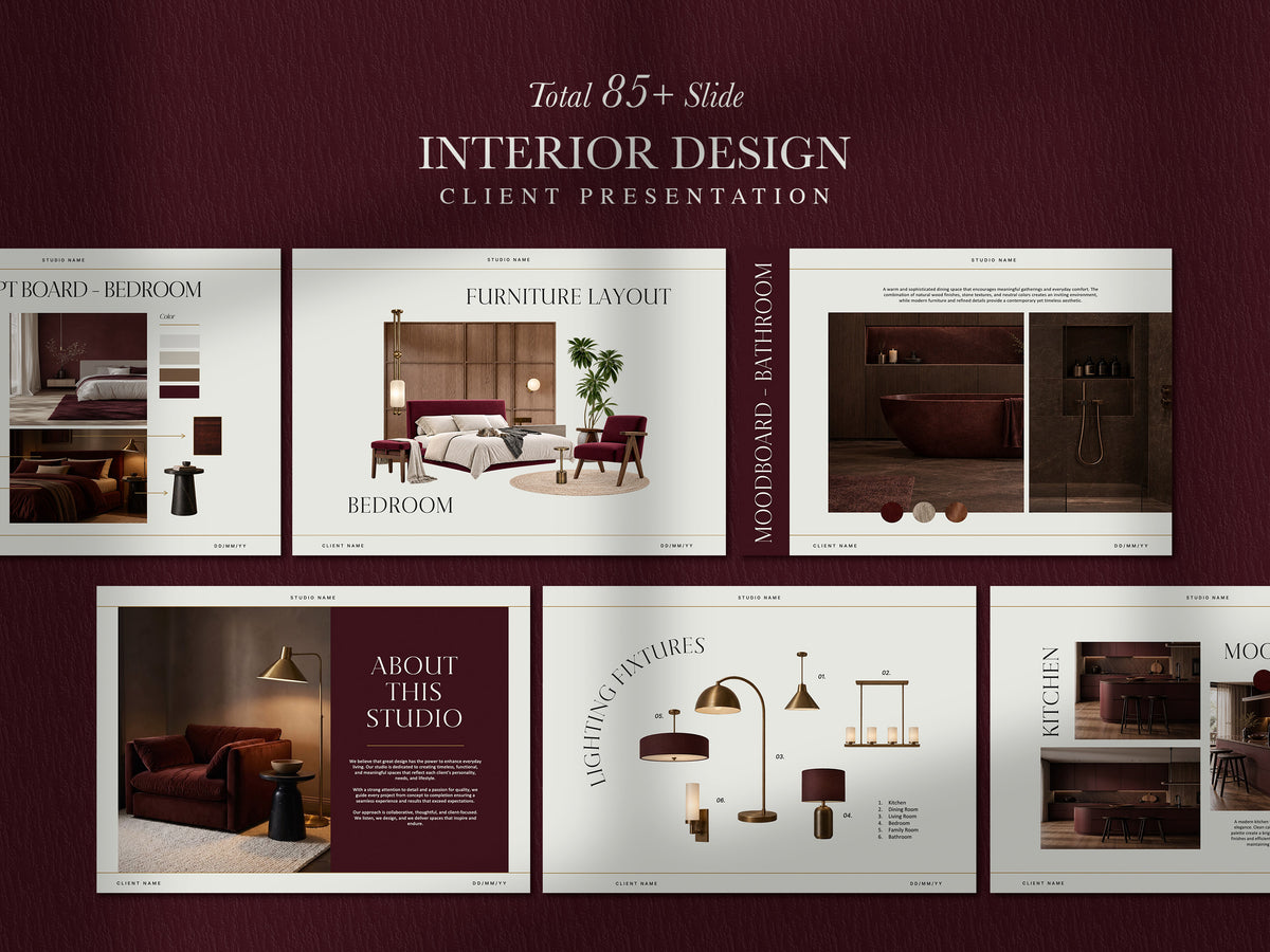 Luxury Interior Design Presentation Template Editable Canva & Powerpoint