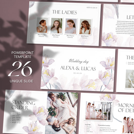 Wedding PowerPoint Template - Elegant Bridal Party & Event Schedule PPT