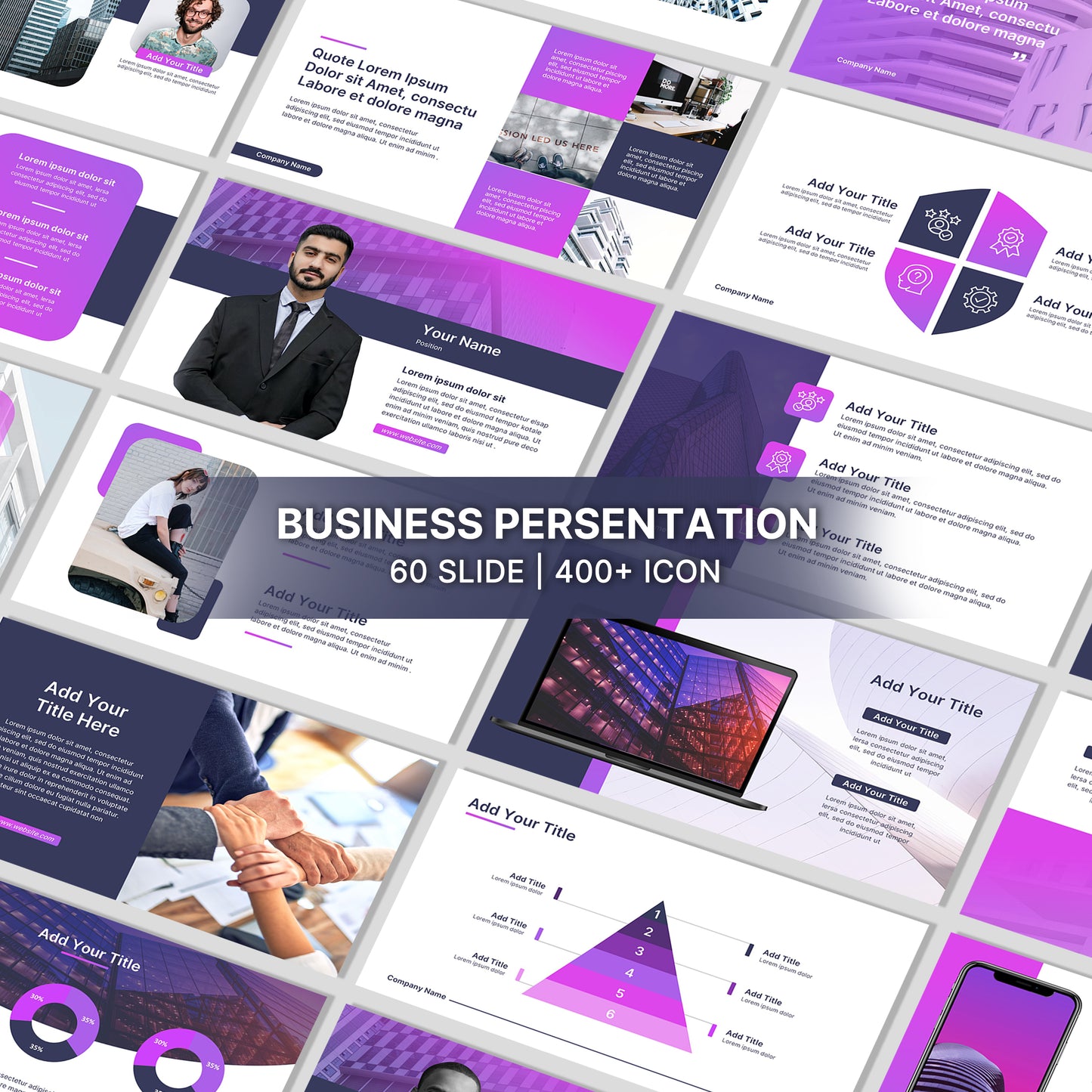 Purple Theme PowerPoint Template - Minimalist Business & Marketing Pitch Deck