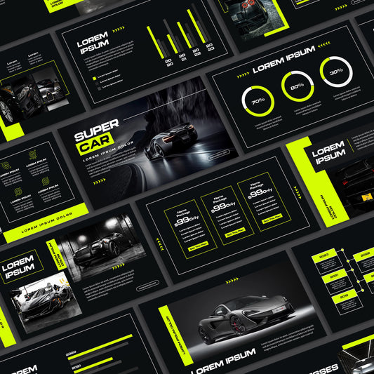 Modern Black PowerPoint Template 2025 - Minimalist Business & Green Accents PPT
