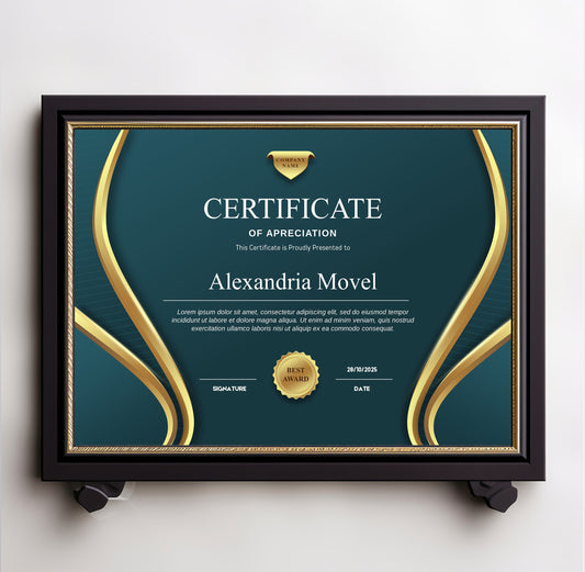 Luxury Dark Green and Gold Certificate Template – Editable Modern Canva Design for Achievement, Award, Completion & Training