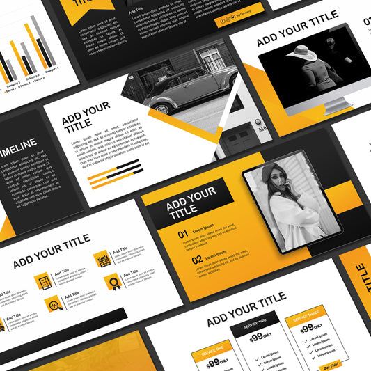 Yellow PowerPoint Template - Minimalist Business & Magazine Style Presentation