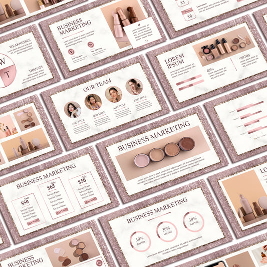 Beauty PowerPoint Template - Elegant Rose Gold Skincare & Makeup Presentation