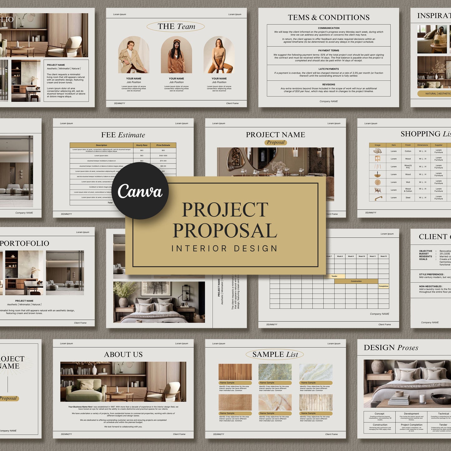 Minimal Interior Design Proposal Template for Client Projects – Editable in Canva