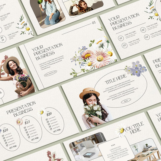 Floral PowerPoint Template - Minimalist Flower-Themed Business & Pitch Deck PPT