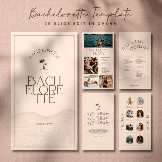 Pink Minimal Modern Bachelorette Itinerary Template - Canva Editable Bridesmaid Guide