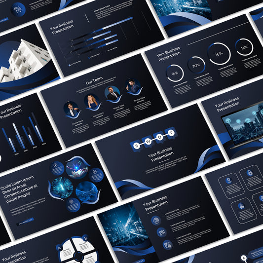 Navy PowerPoint Template 2025 - Minimalist Business & Dark Blue Slides
