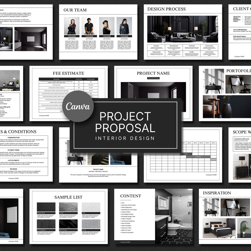 Clean Editable Interior Design Proposal Template for Canva - Client Pr ...