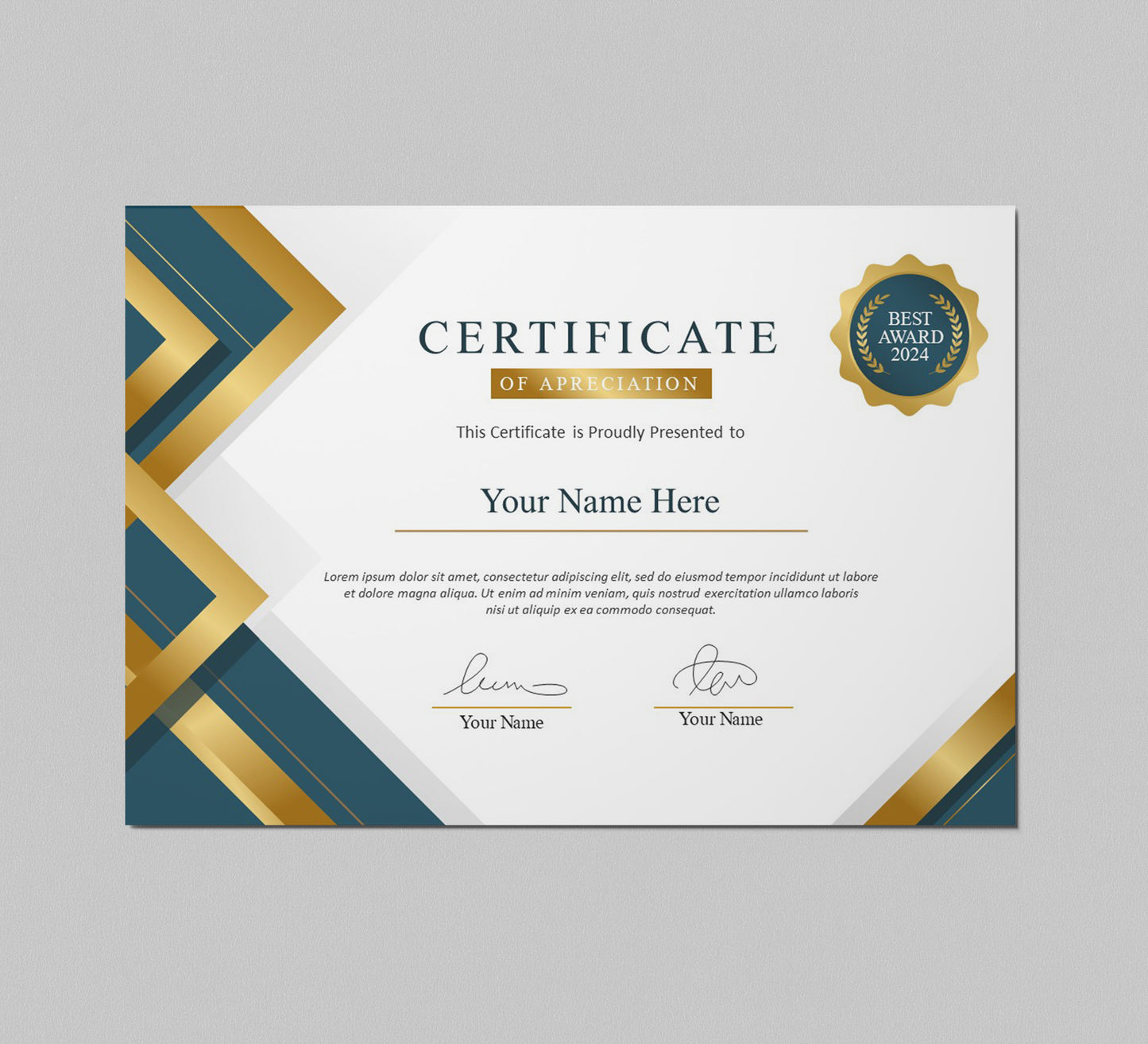 Editable Modern Certificate Template - Canva Design for Achievement, Award, Completion & Training