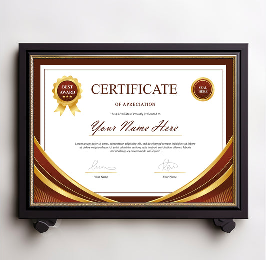 Luxury Maroon and Gold Certificate Template - Editable Modern Canva Design for Achievement, Award, Completion & Training