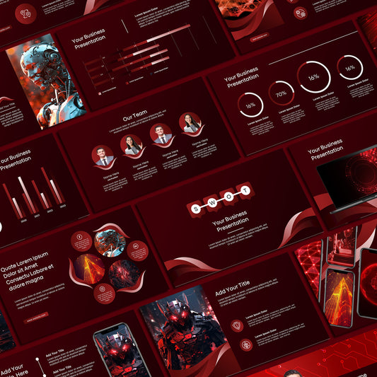 Maroon PowerPoint Template - Futuristic & Modern Business Slide