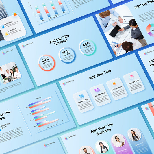 Glass Morph PowerPoint Template - Neon Business Strategy & Project Plan PPTX