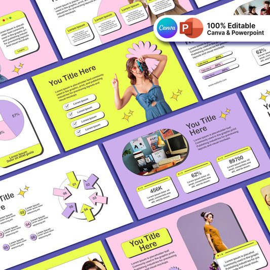 Cute PowerPoint Template 2025 - Retro Minimalist Business & Work Summary Slides