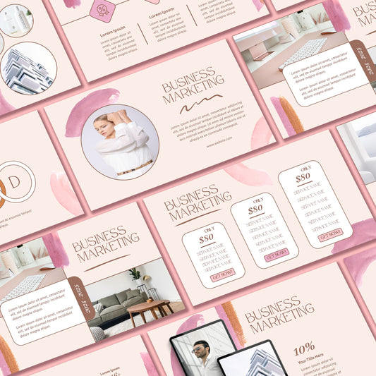 Brush PowerPoint Template - Pink Minimalist Business & Pitch Deck Slides