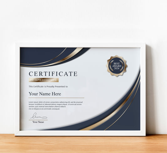 Editable Modern Certificate Template - Canva Design for Achievement, Award, Completion & Training