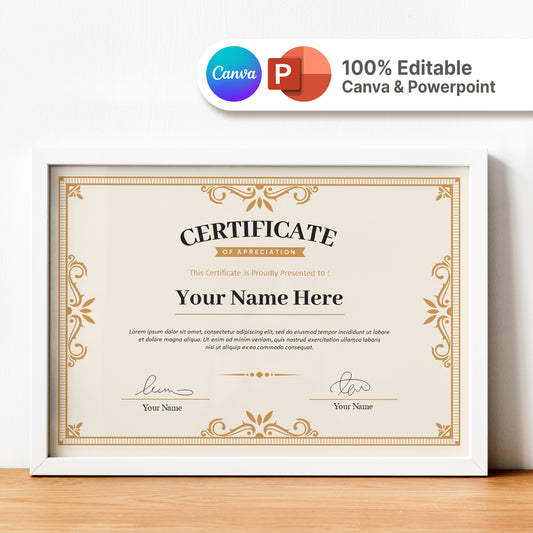 Minimalist Certificate of Appreciation & Award Template – Editable Completion Certificate